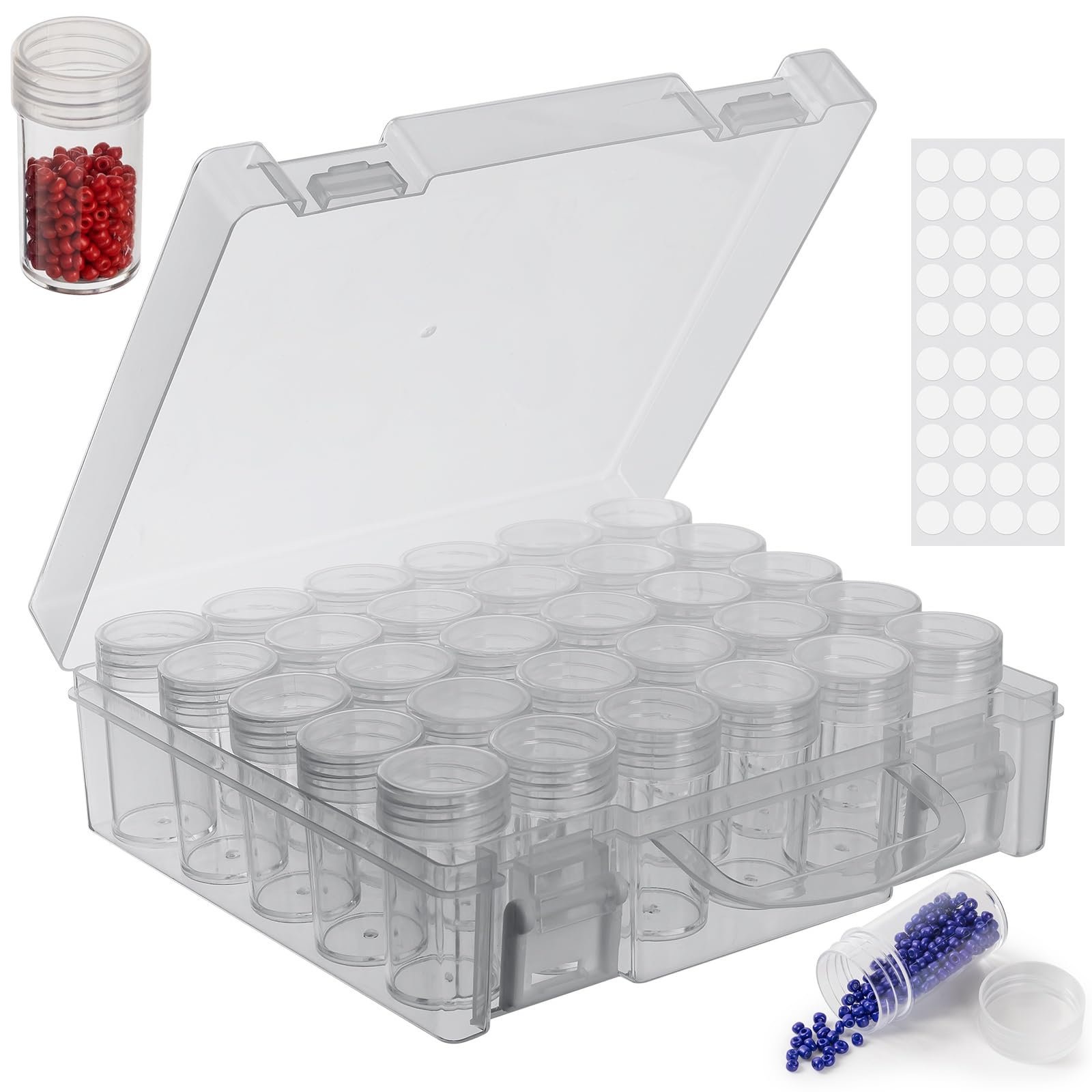 30 Slots Diamond Painting Storage Containers, Diamond Art Storage Case Diamond Painting Accessories Small Clear Bead Boxes with Lid 30 Grids Transparent Storage Case for Seed Art Rhinestones (1 Pack)