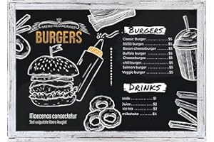 DOLLAR BOSS Chalkboard 36''X 24'' White Rustic Wood Framed Large Chalk Board for Wall Hanging Blackboard Memo Board Bulletin Menu Board Non-Magnetic for Kitchen,Coffee Shops, Restaurants