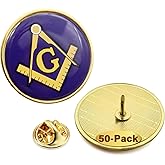 12/50Pcs Masonic Flag Lapel Pins Bulk - Metal Free Freemasonry compasses Brooch Badge Souvenir