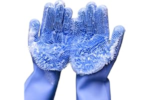 Yinceber Silicone Dishwashing Gloves, Pet Grooming Rubber Scrubbing Gloves, Sponge Cleaning Brush for Housework, Cars, Dogs