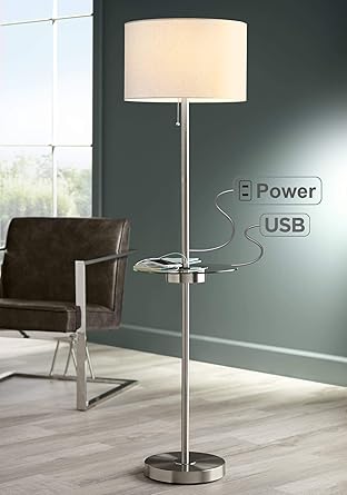 Caper Modern Floor Lamp With Usb And Ac Power Outlet On Table