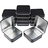 Goodma 12 Pieces Square Metal Empty Tins Home Storage Containers Organizer Mini Box with Hinged Lid, 2.76 x 2.76 x 0.79 inch (Black)