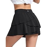 THE GYM PEOPLE Women's Tiered Petal Tennis Skirts Ruffle Golf Skorts Built-in Shorts with Pockets