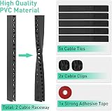 REFLYING 5 Pieces Cable Trunkings Concealer Kit 1.85M Open Slot Raceway Black view 6