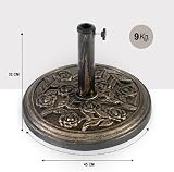 Straame 9KG Cast Iron Effect Parasol Base Floral Rose Garden Outdoor Umbrella view 2