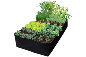 Niurui Fabric Raised Garden Bed 128 Gallon 8 Holes Rectangle 400G Thick Nonwoven Gardening Grow Bags Planting Container for Growing Herbs, Flowers and Vegetables,Black 6x3x1ft