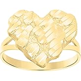 Jewels By Lux 10kt Yellow Gold Womens Nugget Heart Bridal Anniversary Engagement Wedding Ring