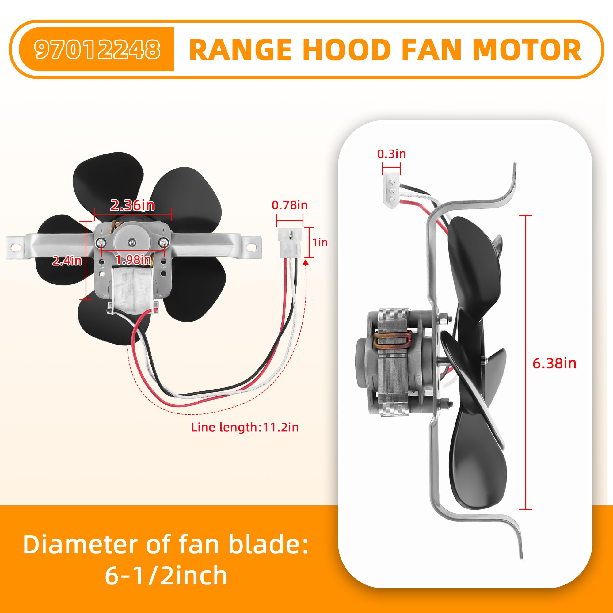 AMI PARTS 97012248 Range Hood Fan Motor Fit for Bro-an and Nu-Tone 40000 and 42000 Series Stove Range Hood - Replces BP17, S97012248, 99080492,99080533, 99080363, 99080410, AP4527731