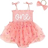 TITKKOP Baby Girl 1st Birthday Clothes One Year Old Tulle Romper Sleeveless Bodysuit Cake Smash Outfits