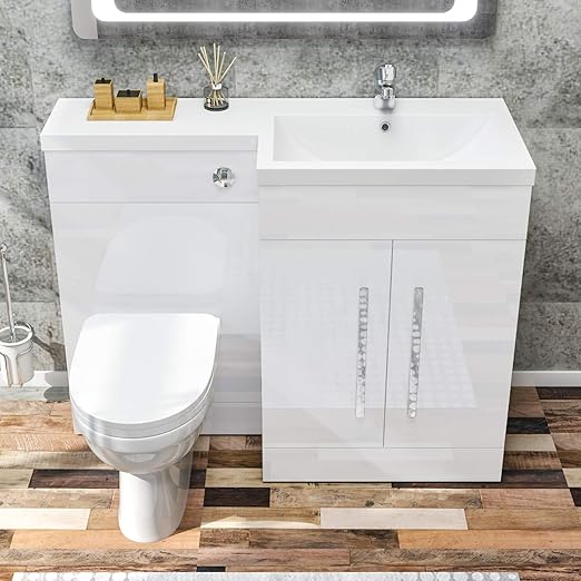 ELEGANT 1100mm L Shape Bathroom Vanity Sink Unit Furniture Storage
