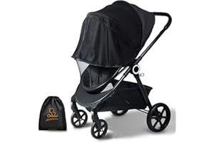Orzbow Baby Mosquito Net with Sun Shade UPF50+ for Stroller, Universal Stroller Mosquito Netting Privacy Cover with Two-Way Z