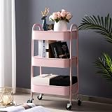 DOEWORKS 3 Tier Storage Cart Metal Trolley Light Pink 40x30x70cm view 4