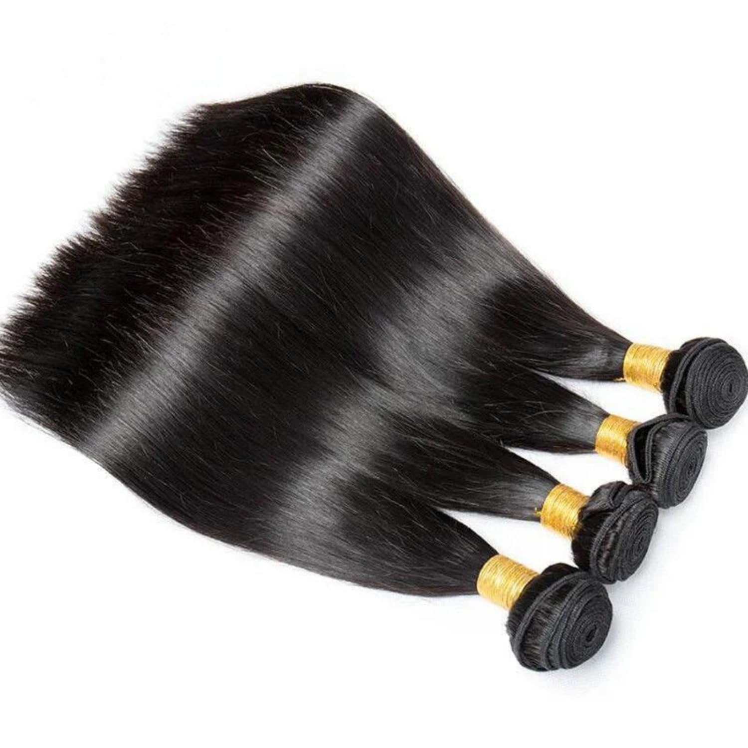 Condition photo showing New/Like New for straight bundles human hair 18 20 22 24 inch 100% unprocessed brazilian virgin hair 4 bundles hair extension for black women natural color black 18 20 22 24