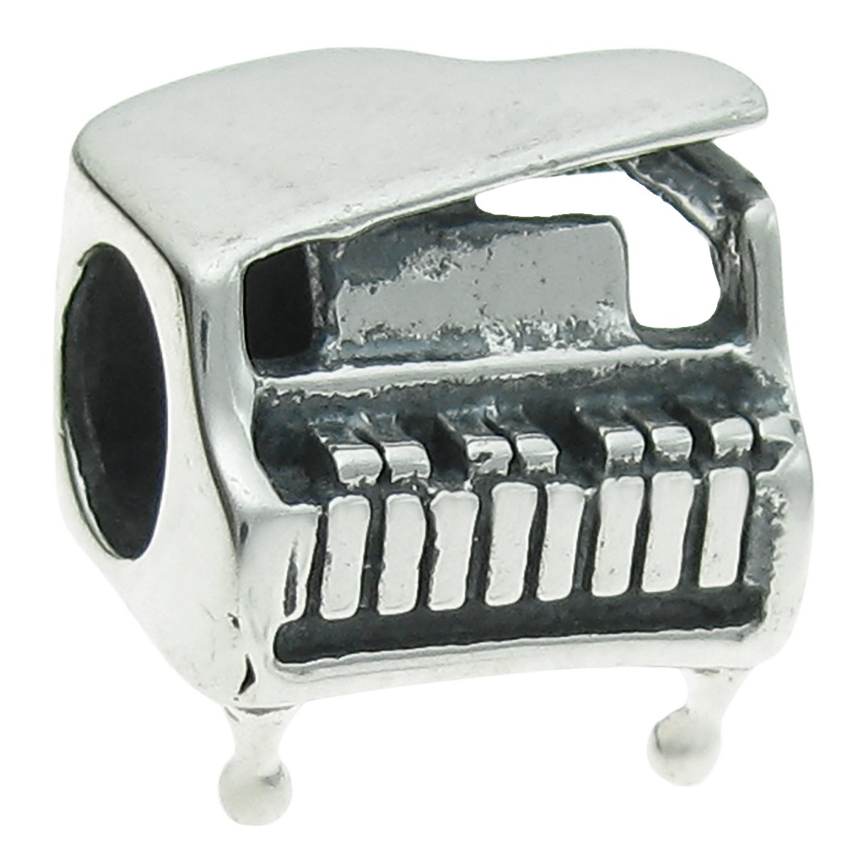 Queenberry Sterling Silver Grand Piano European Style Bead Charm