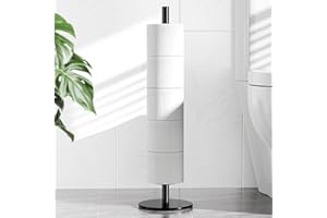 Matte Black Toilet Paper Holder Stand for Bathroom Toilet Paper Storage, Stainless Steel Free-Standing Toilet Paper Holder Ho