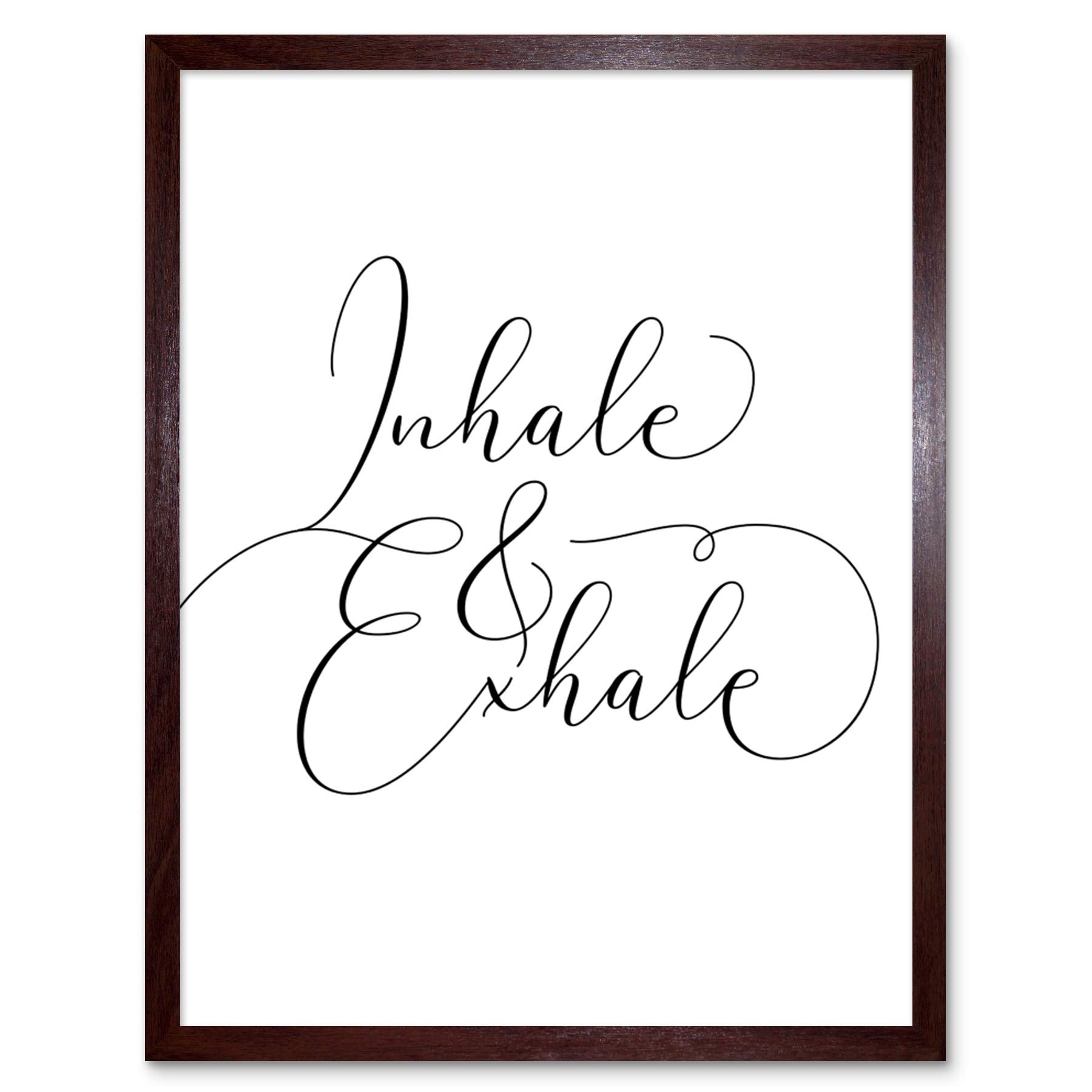 Wee Blue Coo Inhale And Exhale Modern Typography Art Print Framed Poster Wall Decor 12x16 inch