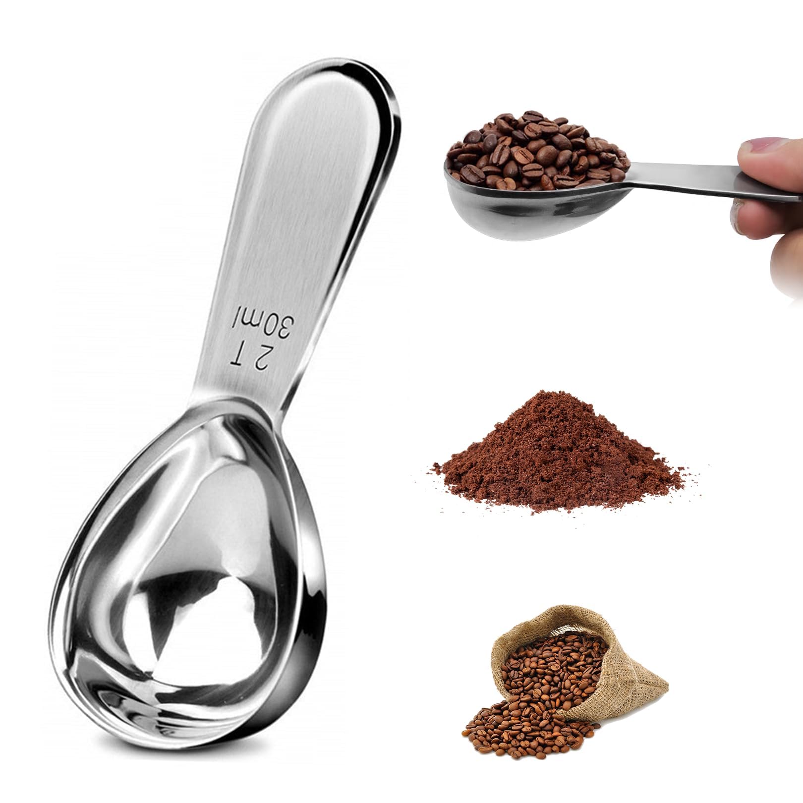 Photo 1 of ?18/8 Stainless Steel Coffee Scoop, 2 Tbsp (30ml) Short Handle Measuring Spoon for Precise Measurement of Ground Coffee, Tea, Sugar, Flour
