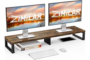 Zimilar Dual Monitor Stand Riser, Large Monitor Stand for Desk, Wood Monitor Riser with Storage Organizer for Home Office, Monitor Stands for 2 Monitors, Desktop Wooden Monitor Riser for Computer