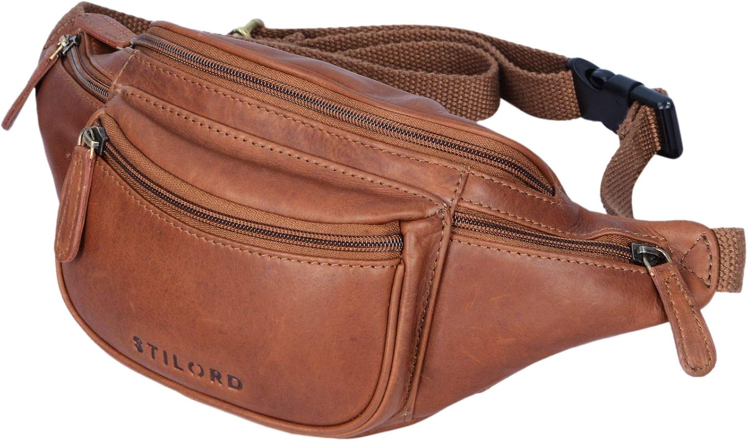 STILORD 'Eliah' Leather Waist Bag Vintage, Cognac-brown - Image 4