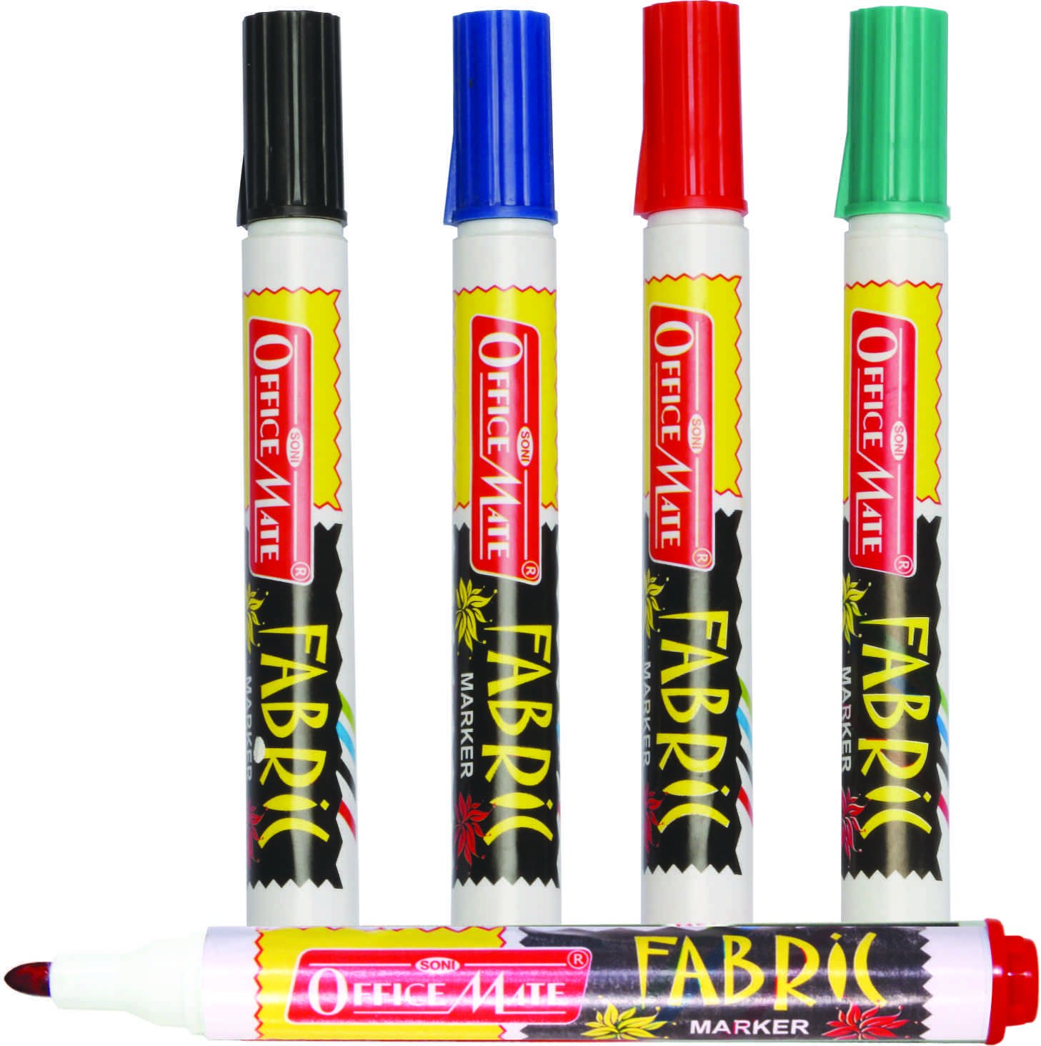 Soni Officemate Permanent Multicolor Fabric Marker Pen, Colorful Pens