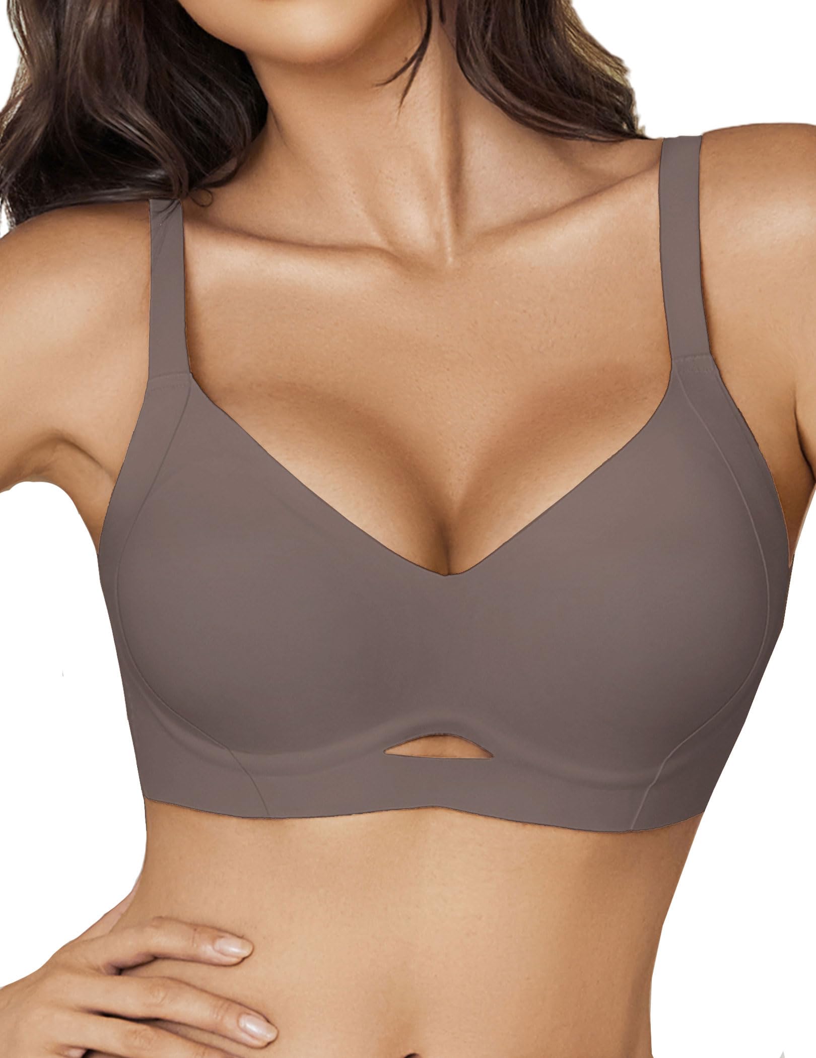 Avidlove Seamless Bras for Women Wireless Push Up Bra Comfort Full Coverage Bralette Supportive No Underwire T-Shirt Bra Dark Grey