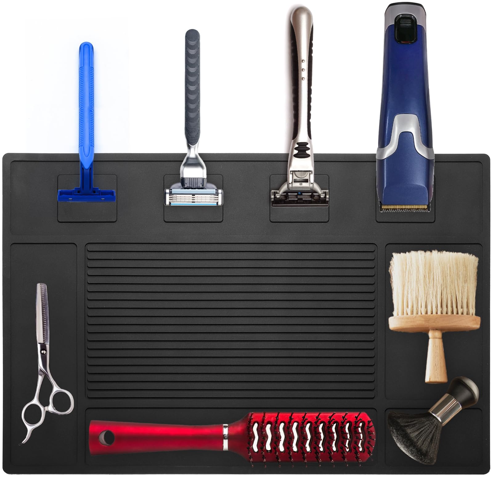 Photo 1 of Hedume Magnetic Barber Mat, 17.7'' x 11.8'' Magnetic Barber Organizer Mat for Clippers, Professional Anti-Slip Heat Resistant Barber Table Matt, Flexible PVC Barber Tool Pad for Hairstylist
