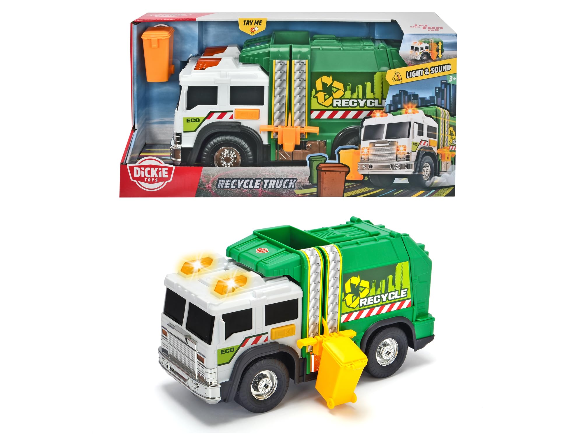 Dickie Recycle/Garbage Truck Toy with Light and Sound Effects