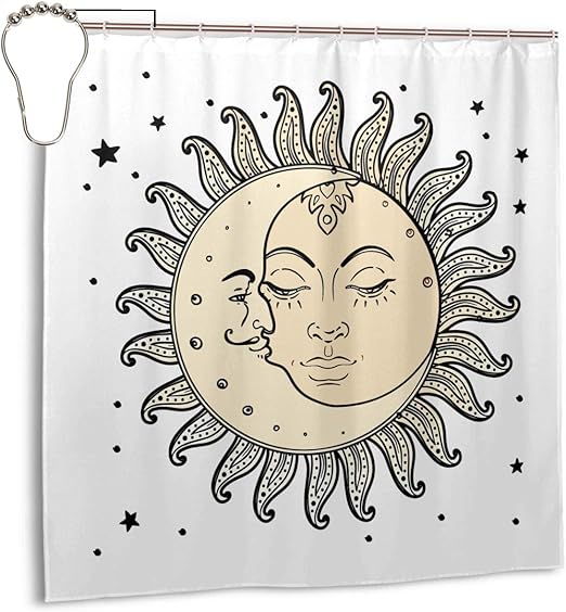 Amazon Com Jiaba Celestial Theme Sun With Crescent Moon Midnight Shower Curtain Bathroom Decor Waterproof 72x72 Inch Kitchen Dining