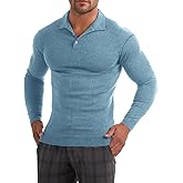 Muscle Cmdr Men's Slim Fit Muscle Polo Shirts Long&Short Sleeve Stretch Quick Dry Tee Casual Golf Athletic T-Shirts