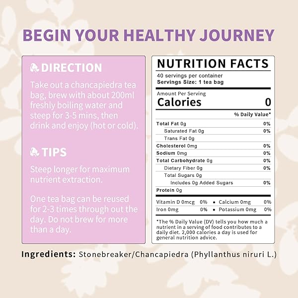 CATFIT CHANCA PIEDRA HERBAL TEA FOR LIVER, BLADDER & KIDNEY HEALTH, URINARY SYSTEM & GALLBLADDER CARE – CAFFEINE-FREE, NON-GMO – 40 TEA BAGS OF DRIED CHANCAPIEDRA LEAVES