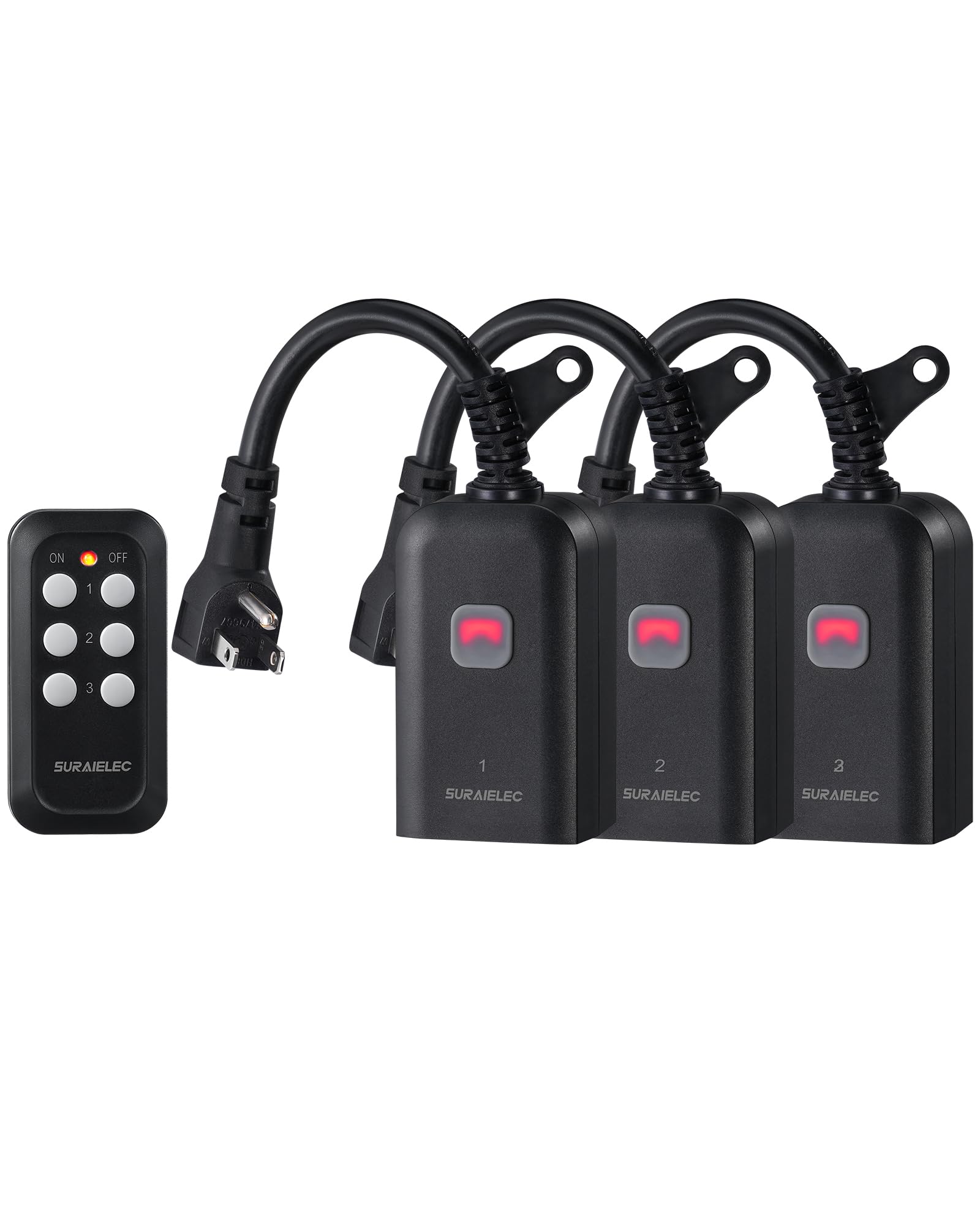 SURAIELEC Outdoor Wireless Remote Control Outlet Kit, Waterproof Remote ...