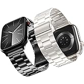 2-Pack Compatible for Apple Watch Band 49mm 46mm 45mm 44mm 42mm,Stainless Steel Replacement Strap Metal Bands for iWatch Ultra 3/2/1 Series 11/10/9/8/7/6/5/4/3/2/1/SE/SE2/SE3 Women Men,Black+StarLight