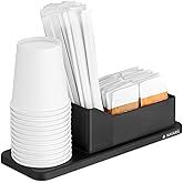Navaris Small Coffee Station Organizer - Tea and Coffee Condiment Supplies Holder with Stacking Cup Storage - for Kitchen or 