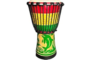 GENERIC RUOSWTE 8-inch Djembe Drum，Djembe，Percussion Music Bongo, West African Style (Rainbow dolphin)
