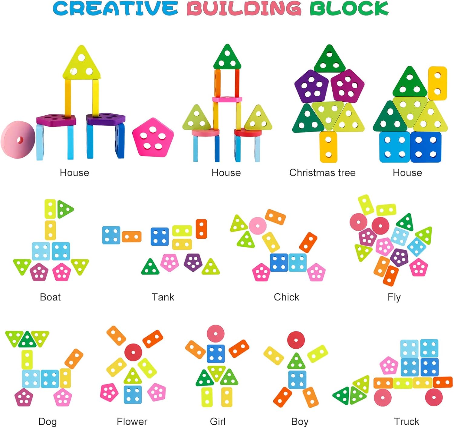 FancyWhoop Geometric Stacker Sorting Board, Wooden Shape Sorter Puzzle ...