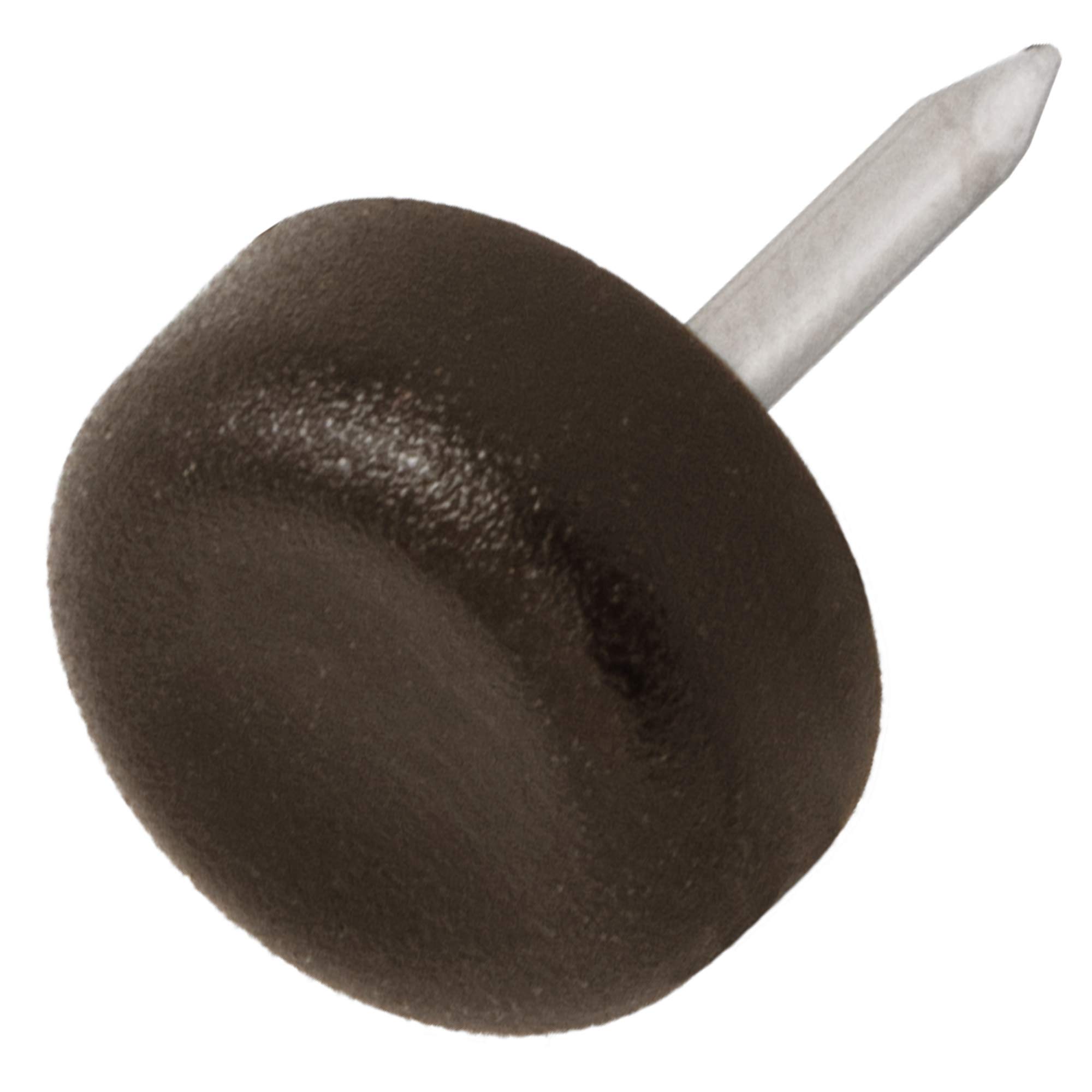 Adsamm® / 16 x Glides in plastic with nail | Ø 0,51'' (Ø 13 mm) | brown | round | Premium quality furniture sliders with nail by Adsamm®