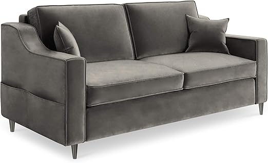 Mazzini Sofas Canapé Velours Amaryllis 2 Places Gris