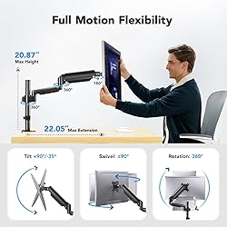 HUANUO Single Monitor Arm, Tall Computer Monitor