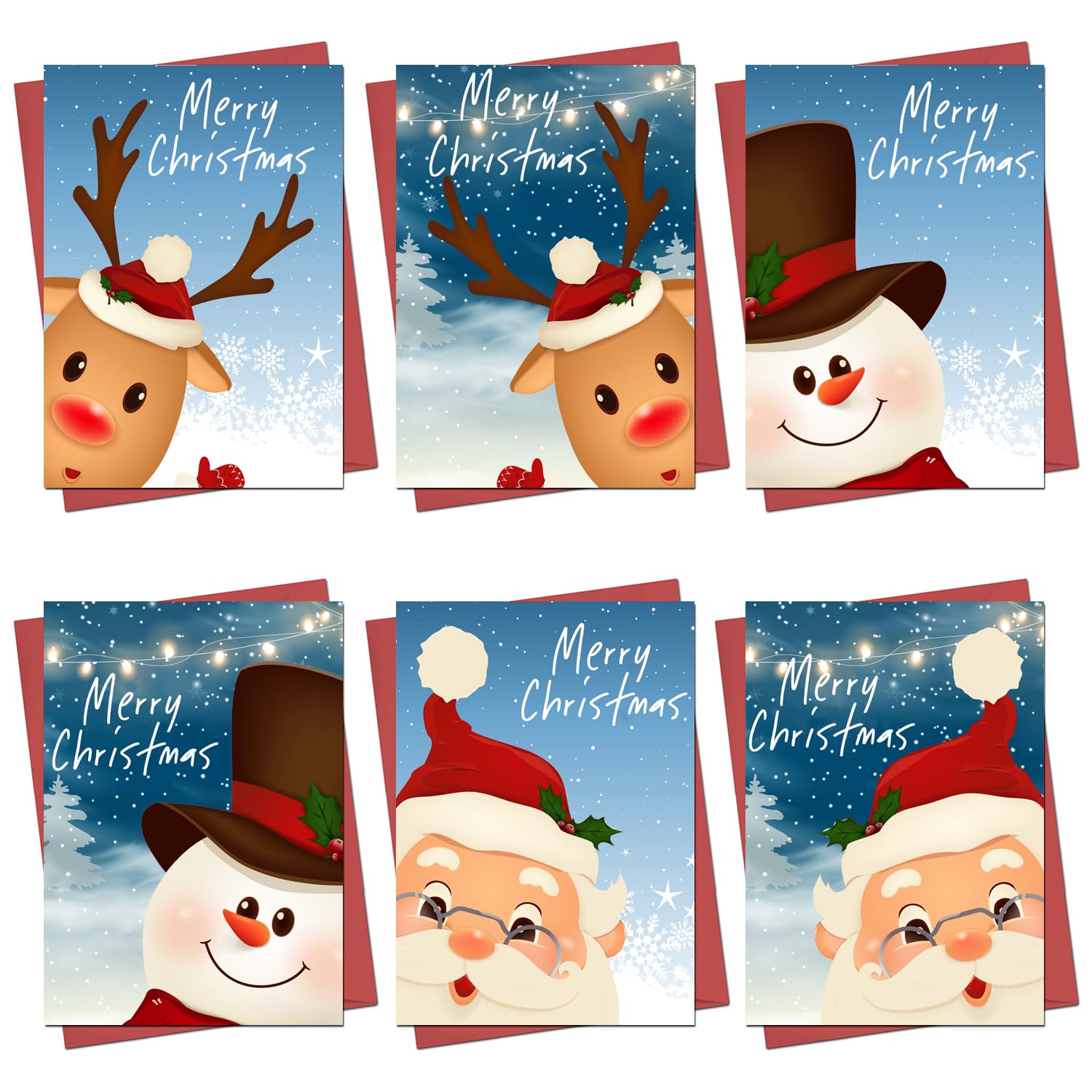 Childrens Christmas Cards School Christmas Cards | 30 Pack Xmas Cards Multipack | Cute Designs For Kids Santa and Friends Ideal For School Fun Festive Seasons Greetings