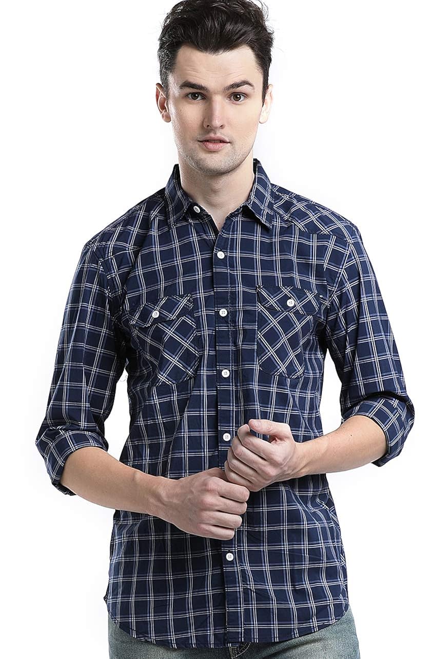 checkered denim shirt