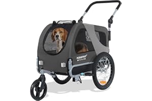 DOGGYHUT® Premium M Pet Bike Trailer & Stroller 2-in-1,for Dogs up to 50 lbs,Parking Brakes,Easy Folding Cart Frame, Universal Bicycle Coupler,E-Bike Friendly