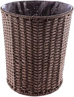 Foxom Mülleimer, Groß Stroh Rattan Küche Büro Wohnzimmer Papierkorb, 25×25×28CM (Kaffee)