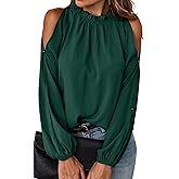 CCTOO Womens Tops Dressy Casual Cold Shoulder Ruffle Collar Blouses Fall Fashion Shirts for Work