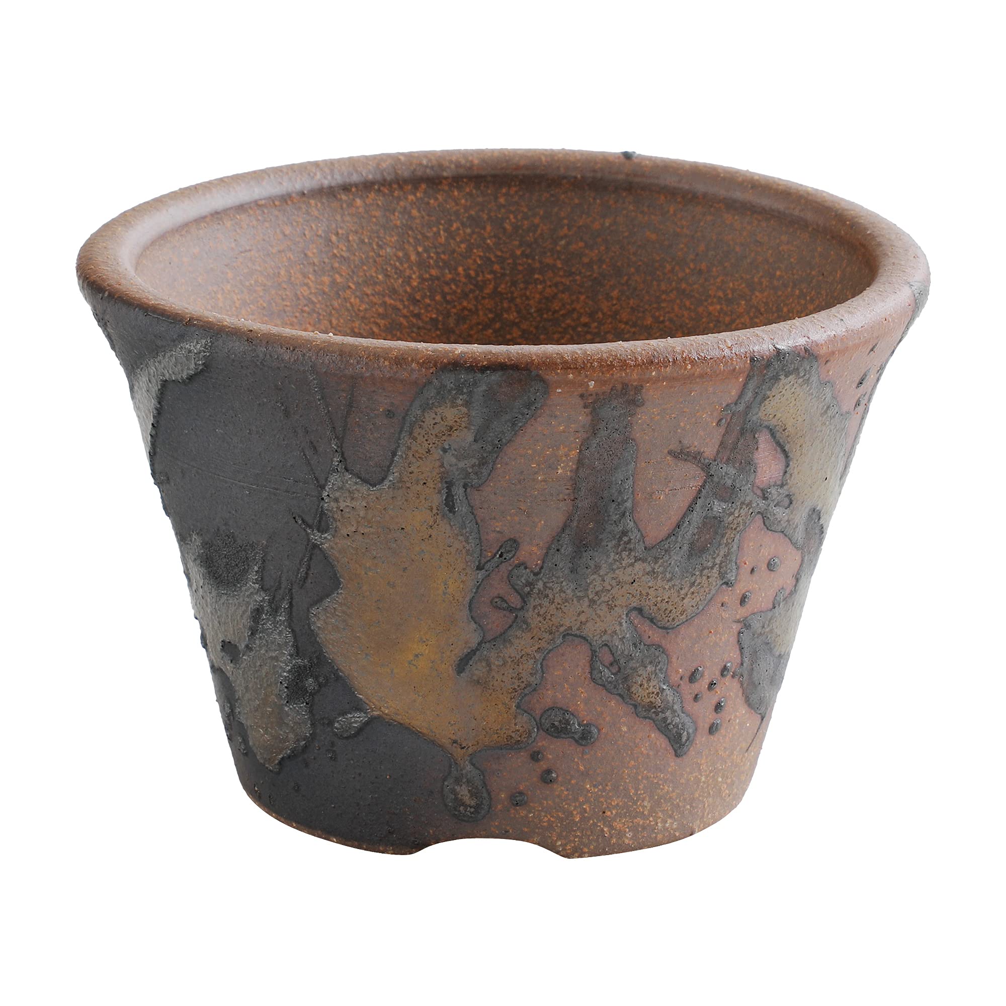 Wazakura Bonsai Pot Banko Series Small Handmade Ceramic 11cm (4.3") Made in Japan, Small Garden and Indoor Plant Pot, Round Flower Vase, For Cactus Plants and Succulent Plants Pot - Kindami Glaze