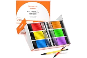 Shuttle Art Mechanical Pencils, 210 Pack Bulk Mechanical Pencils 0.7mm Medium Point, HB #2 Lead, Assorted Barrels, Office School Supplies