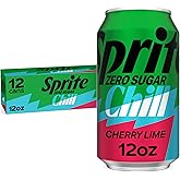 Sprite&reg; Chill Zero Sugar Cherry Lime Natural Flavor Soda Soft Drink Cans, 12 fl oz, 12 Pack