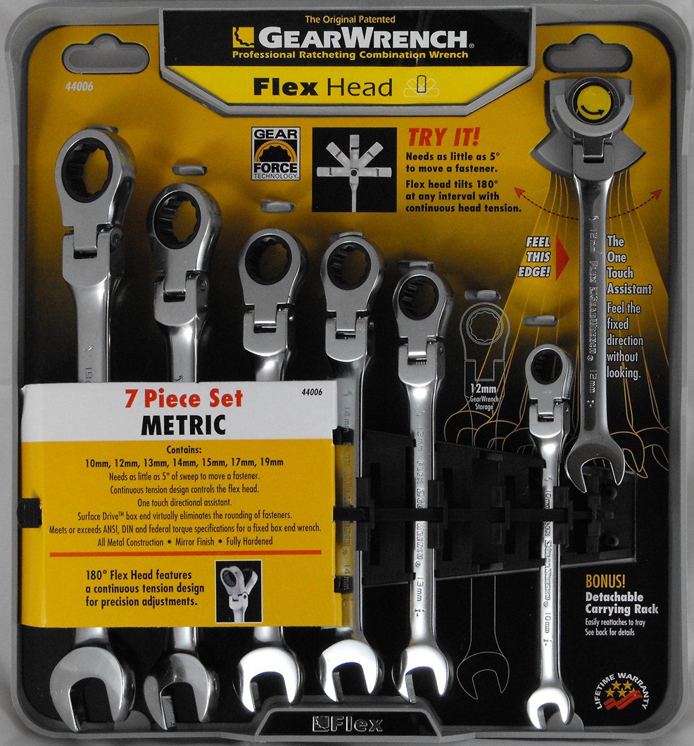 GearWrench 7 pc. Metric Full Polish Ratcheting Flex Head Combination