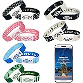 BomBuull 6Pack Inspirational Bible Verse Bracelets, Christian Religious Jewelry Gifts with NFC Daily Bible Verse, Elastic String Faith Friendship Bracelet for Teens, Men, Women