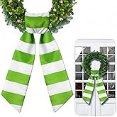 CraftyDream Wreath Sash for Front Door Wreath Satin Sash Blank Sashes Embroidery Monogram Yard Doorway Indoor Outdoor Wall Ribbon Bow Home Decor(Green,White,Fresh Stripes)
