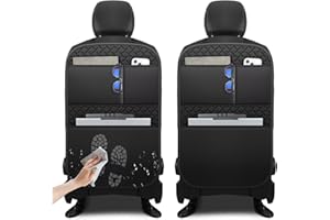 NUWQICD Back Seat Protector 2 Pack Fit For Toyota RAV4 Car Kick Mats For Kids Upgraded Version with Storage Organizer Waterproof Dirt Proof Faux Leather Auto Accessories (Black)